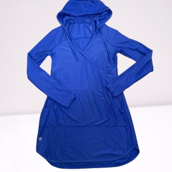 Athleta Wick It Wader Swim Cover Up Hooded Dress Size M Royal Blue - Picture 8 of 11